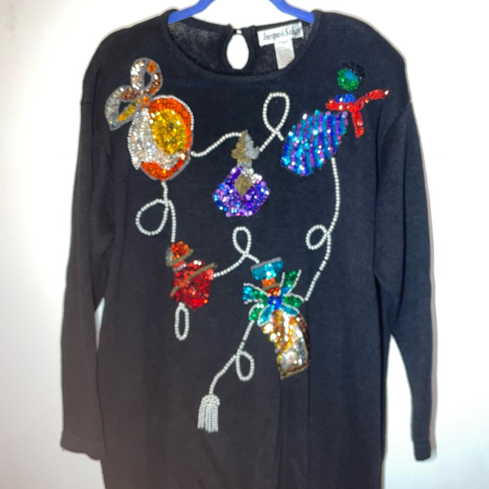 vintage Jacque & Koko beaded and sequined sweater Sz Lg